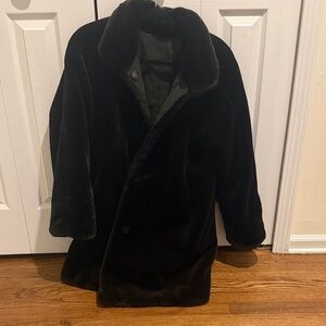 Men's Black Faux Fur Coat - Classic Winter Jacket